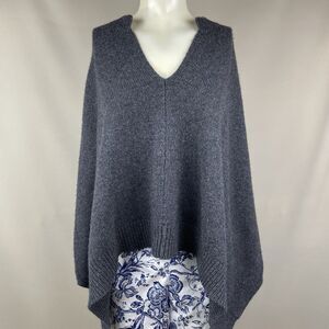 Vanesa Bruno V-Neck Knit Poncho Cape S/M Dark Grey Pullover Lagenlook Cozy Basic